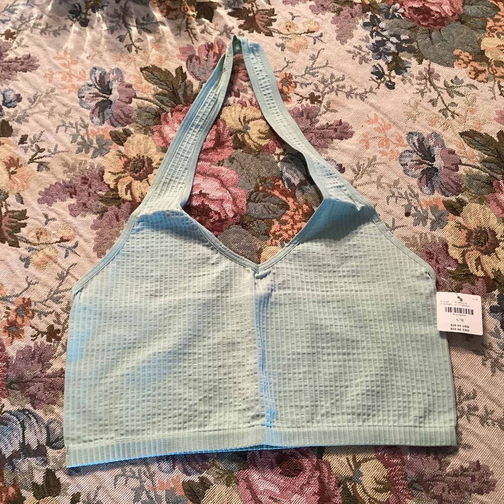 NWT Anthropologie Cropped Waffle Halter Tank S/M